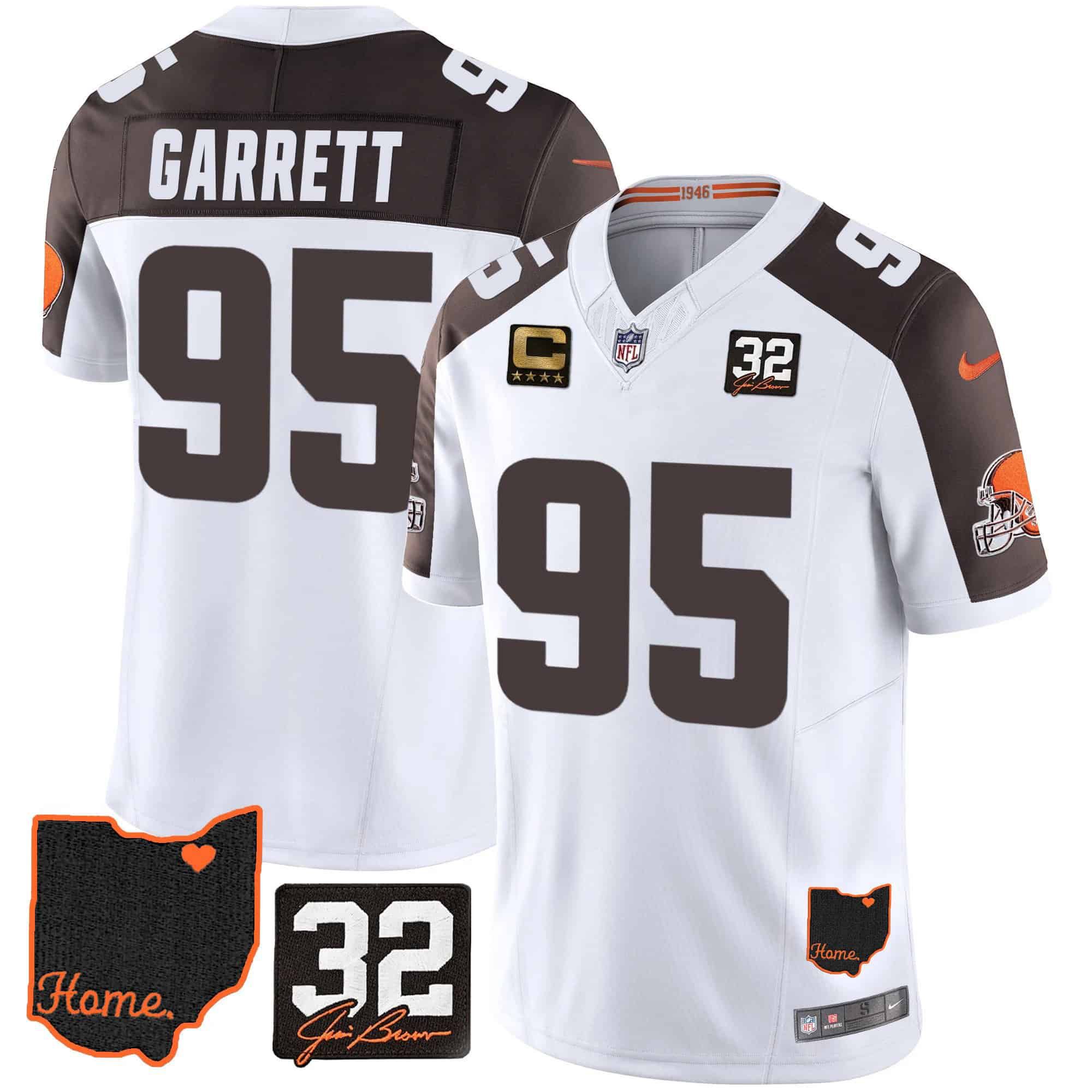 Men Cleveland Browns #95 Garrett White Memorial Home Patch 2024 Nike NFL Jersey style 1->indianapolis colts->NFL Jersey